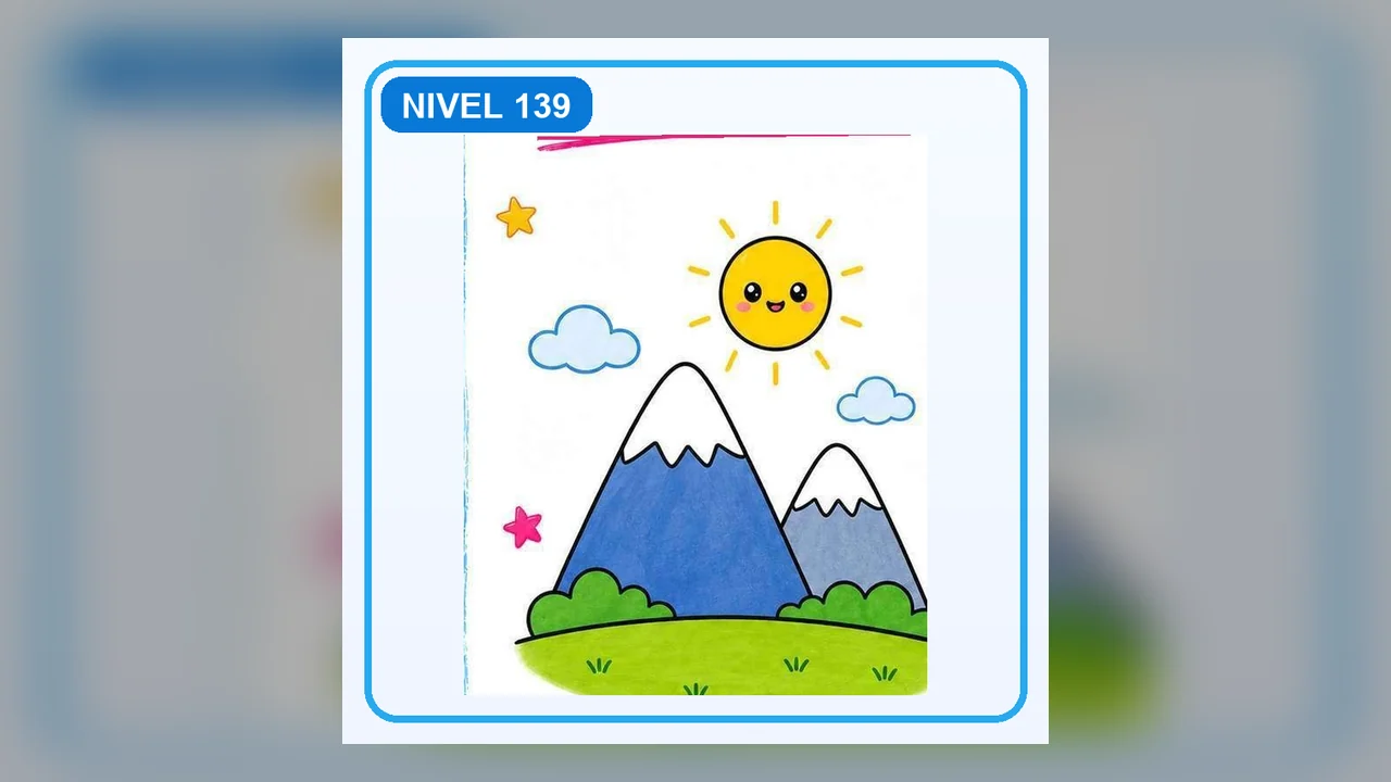 Dibujo Montaña con sol